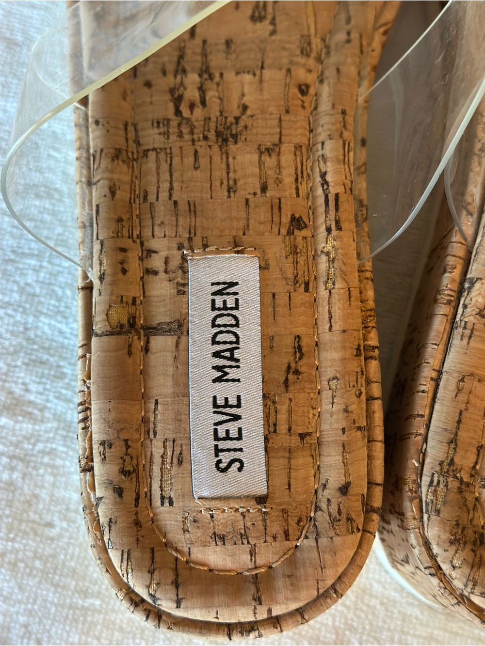 🤎✨ Steve Madden Cork Platform Slide Sandals | Women’s Size 10 | Clear Strap - Picture 5 of 7